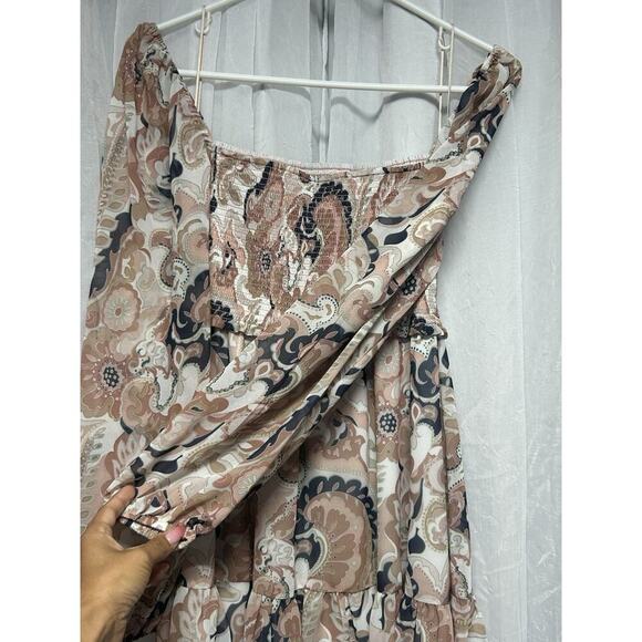 Aritzia wilfred women Sm tempest smocked babydoll mini dress Artsey Floral boho - Picture 6 of 9